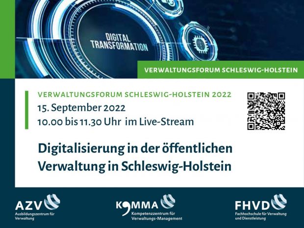 Beitragsbild zum Thema "Save the date: Verwaltungsforum Schleswig-Holstein im Live-Stream am 15.09.2022"