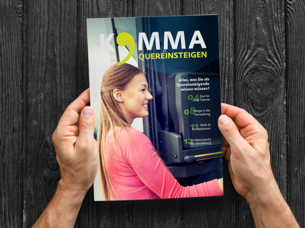 KOMMA quereinsteigen</br>Das Magazin für Neu- und Quereinsteigende
